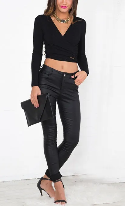 High Waist  Elastic Pencil Pants