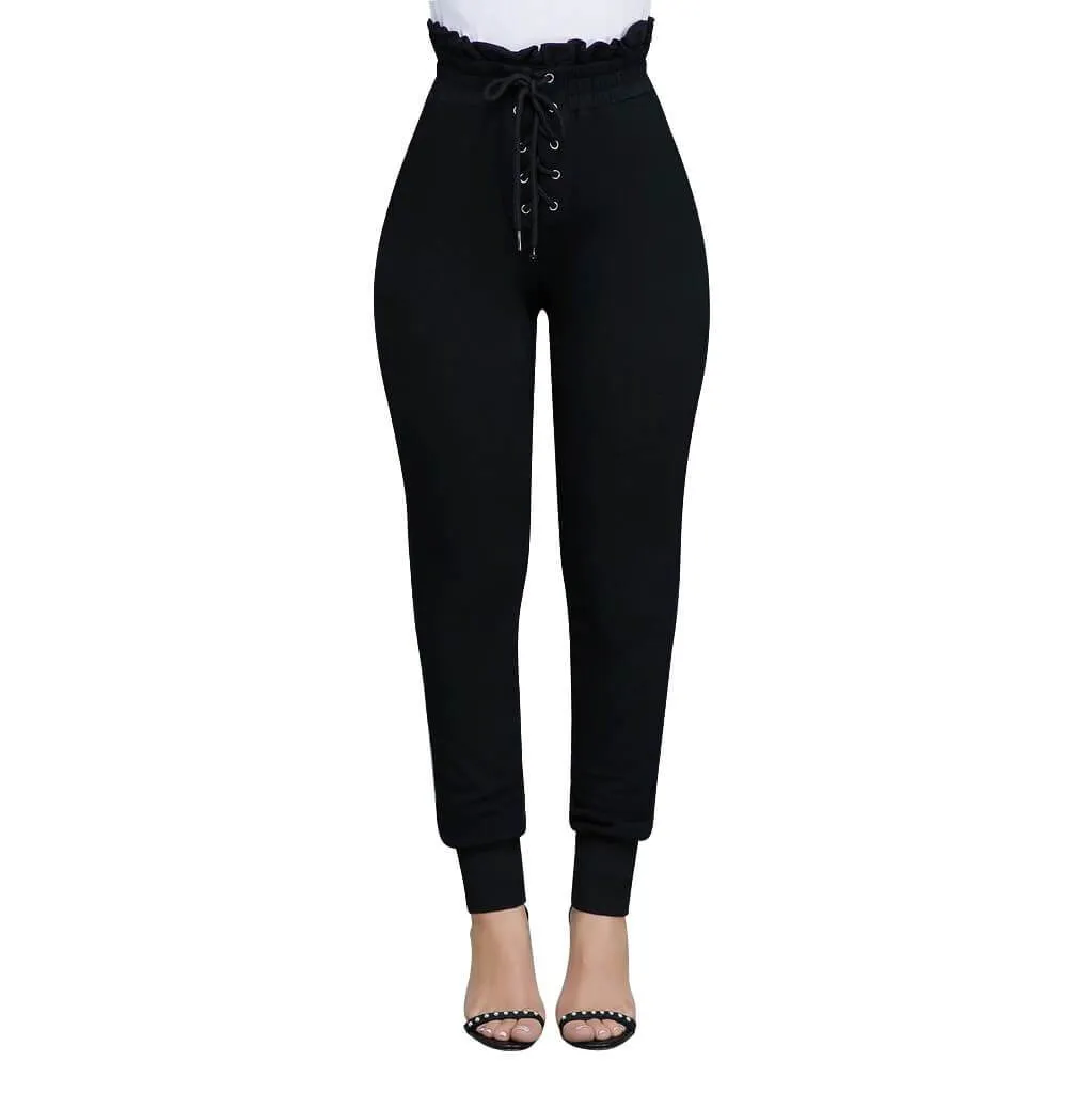 High Waist Sexy Elastic Waist Strap Elastic Ankle Pants