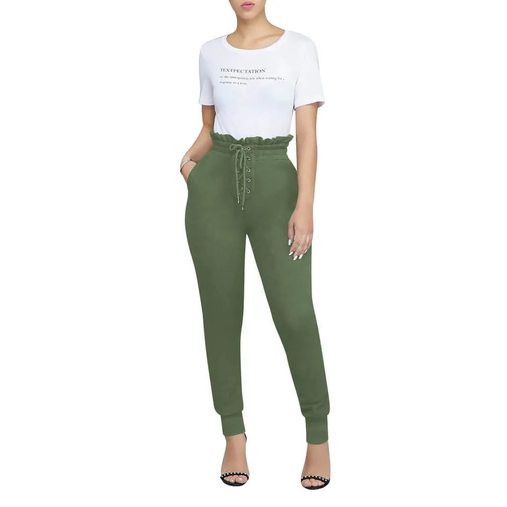 High Waist Sexy Elastic Waist Strap Elastic Ankle Pants