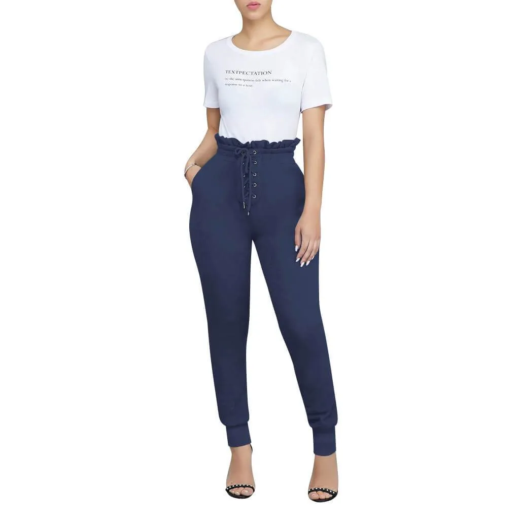 High Waist Sexy Elastic Waist Strap Elastic Ankle Pants