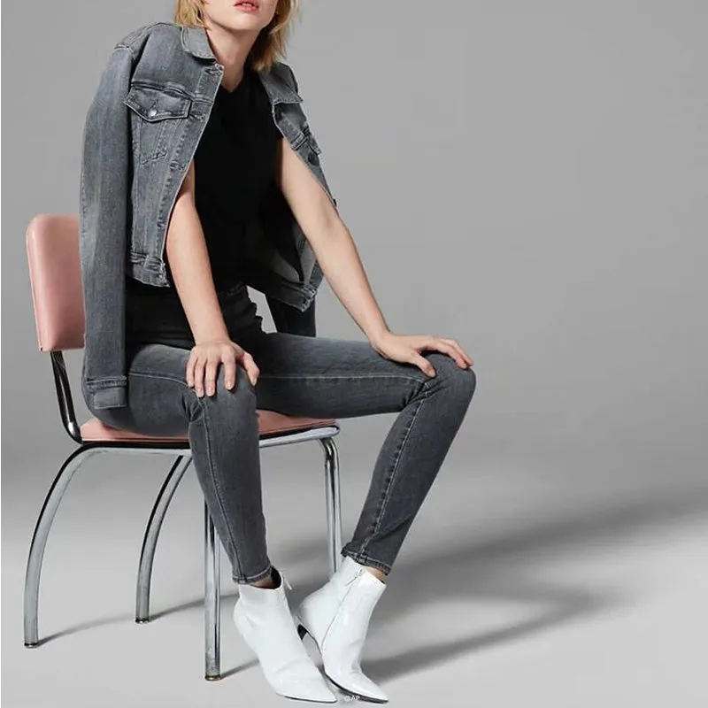 High Waist Stretch Skinny Fitting Buckle Pants
