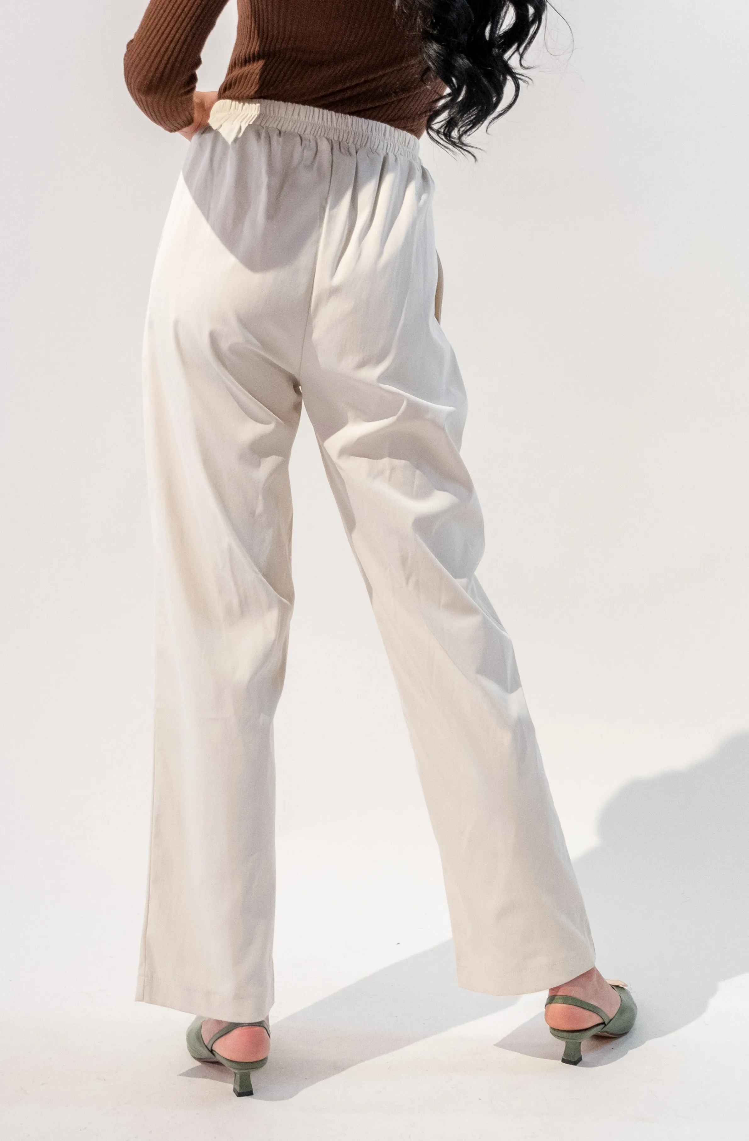 High Waist Wide Leg Pleated Trousers
