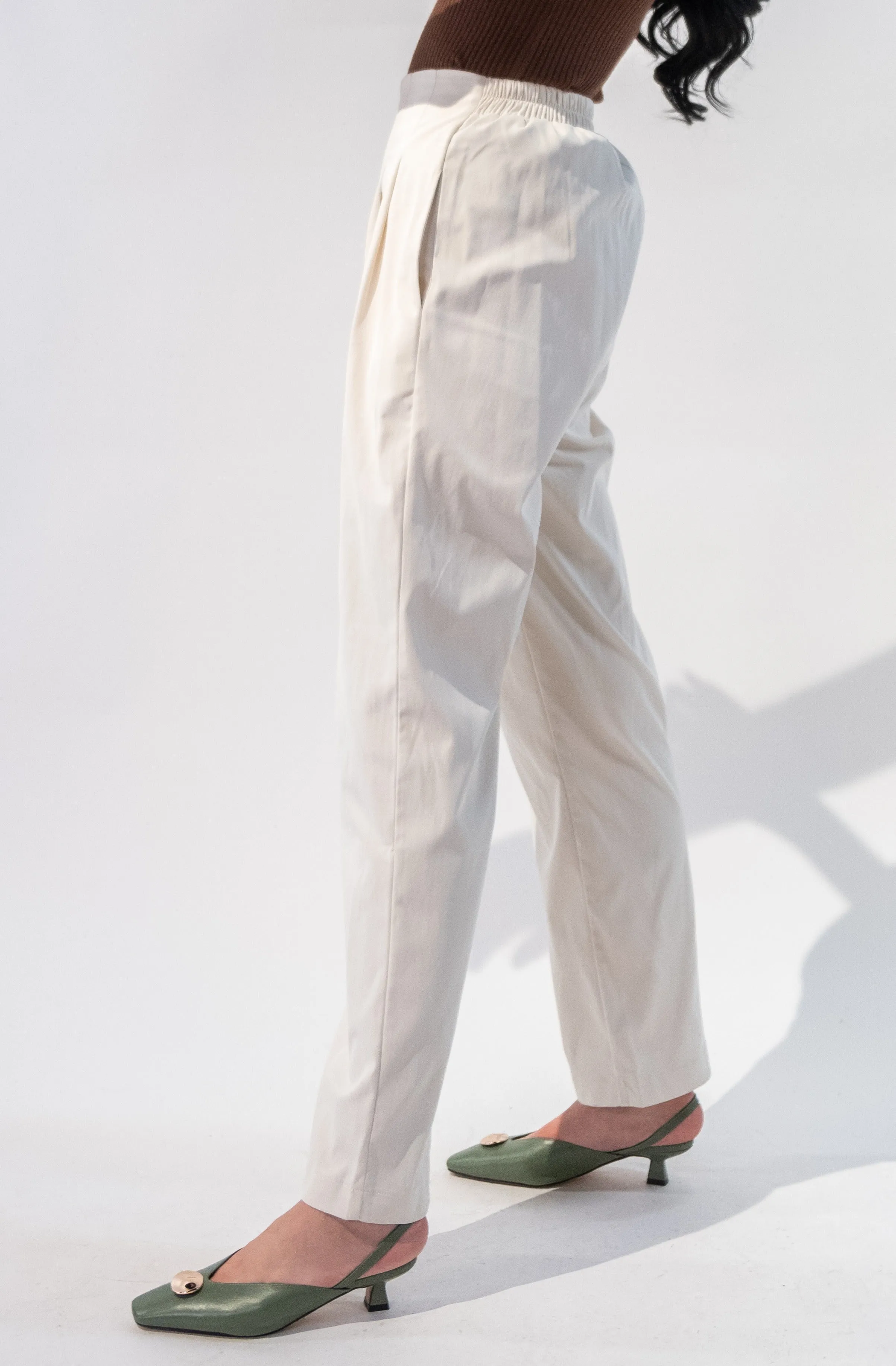 High Waist Wide Leg Pleated Trousers