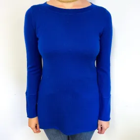 Indigo Blue Longline Cashmere Crew Neck Jumper Small