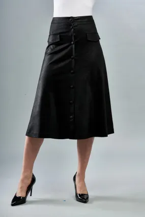 Insight New York Vegan Leather Button Front Skirt