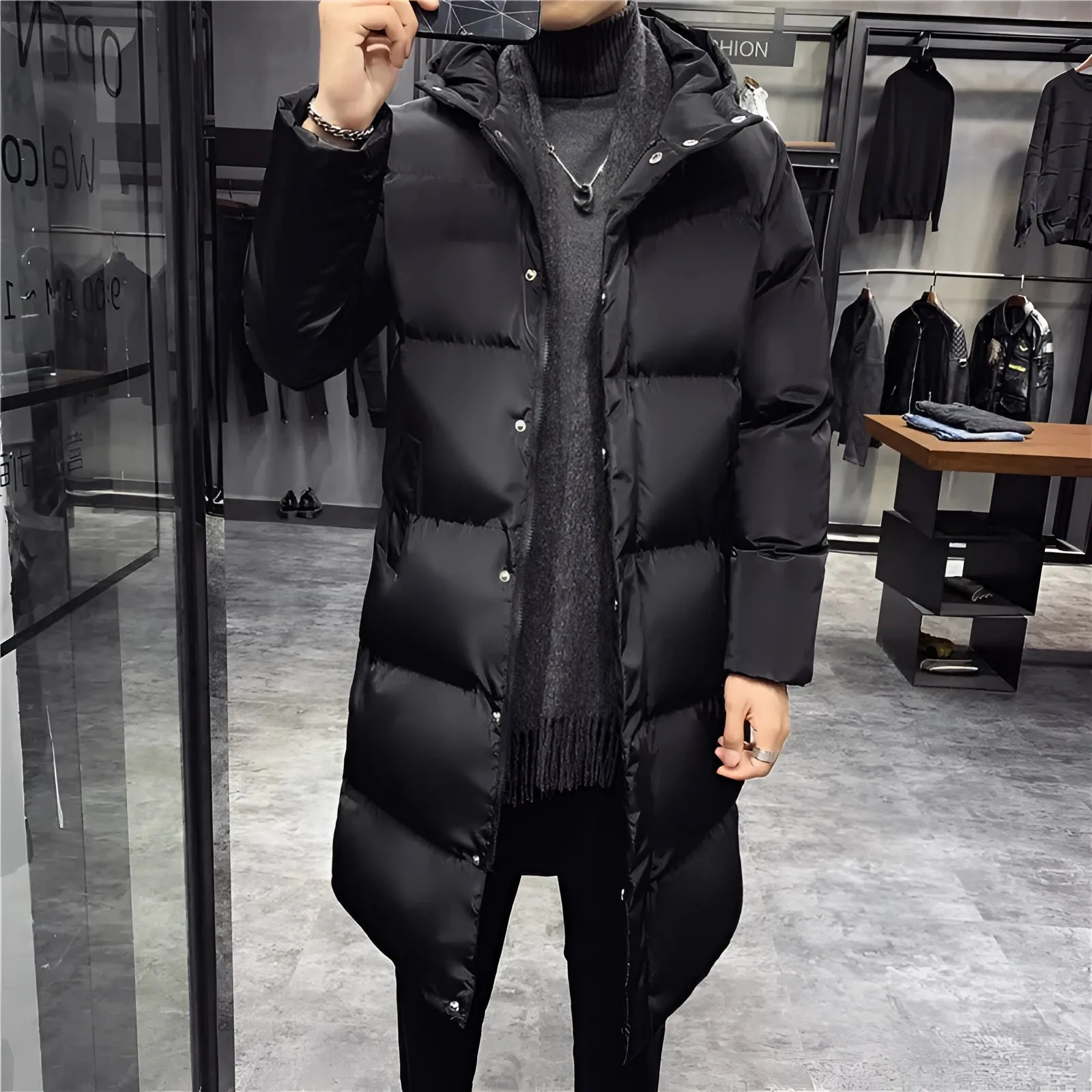 Jacob Shiny Quilted Winter Coat - Long and Insulated