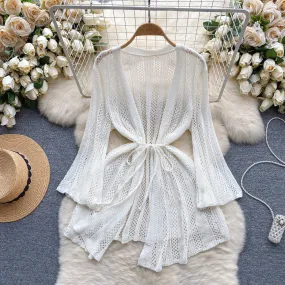 Korean Style Loose-fit Hollowed Cardigan