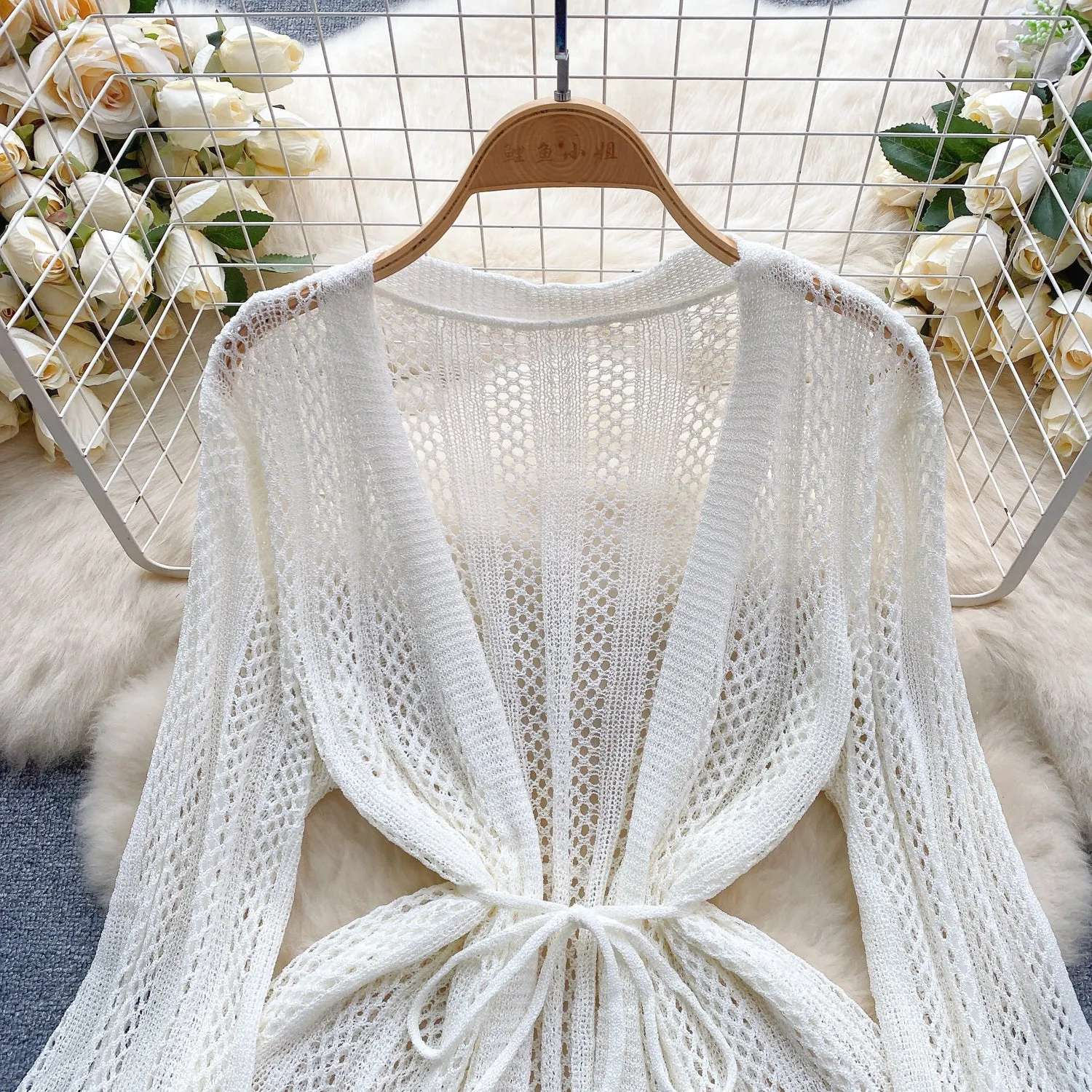 Korean Style Loose-fit Hollowed Cardigan