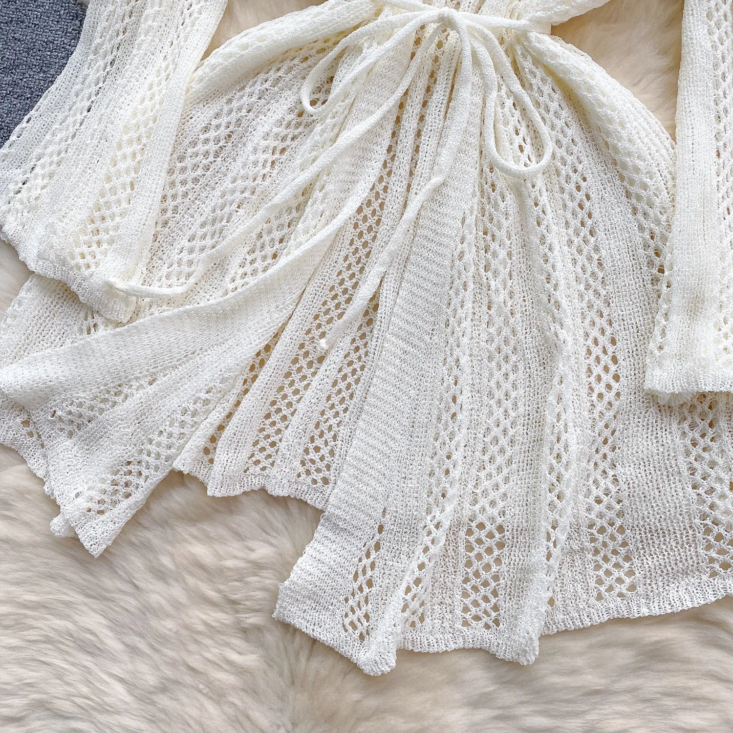 Korean Style Loose-fit Hollowed Cardigan