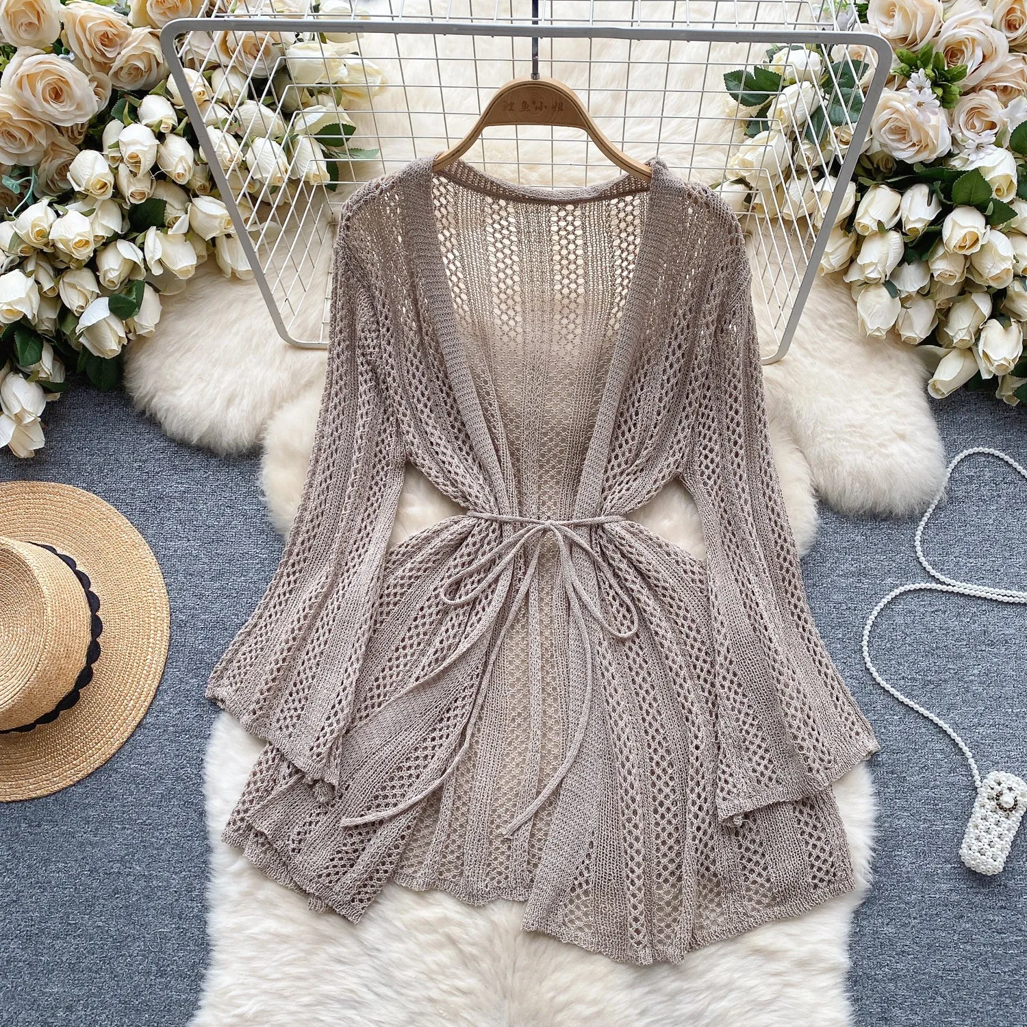 Korean Style Loose-fit Hollowed Cardigan