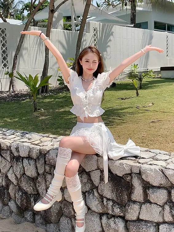 Lace Mesh Tutu Skirt With Inner Pants