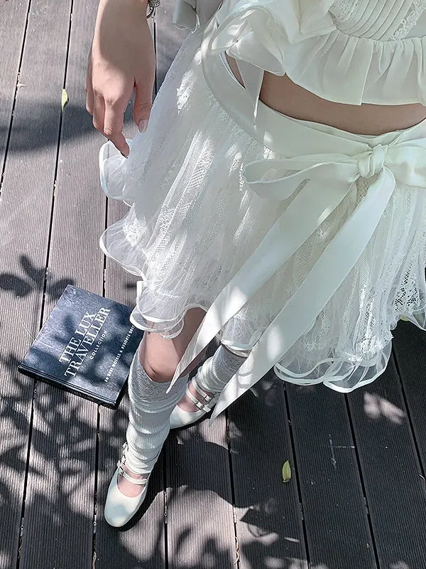 Lace Mesh Tutu Skirt With Inner Pants