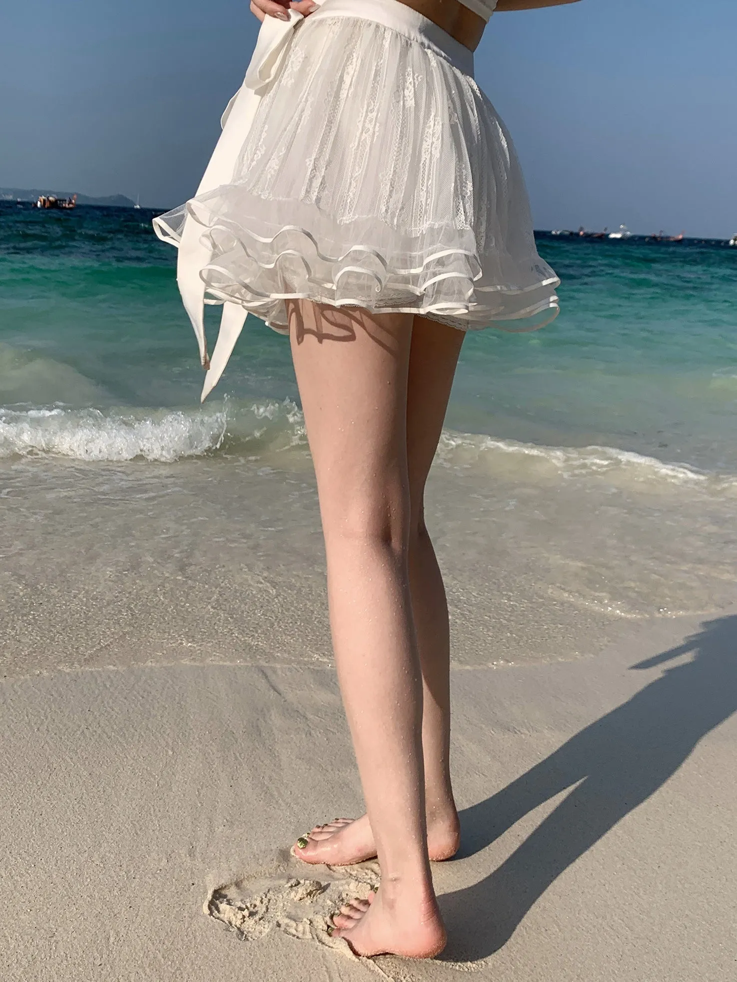 Lace Mesh Tutu Skirt With Inner Pants
