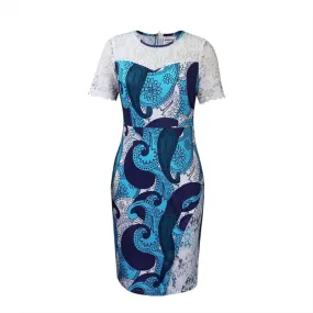 Lace Patchwork Floral Hollow Pencil Dress