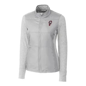 Ladies Ohio State Buckeyes Cutter & Buck Stealth Hybrid Quilted Gray Full Zip Jacket