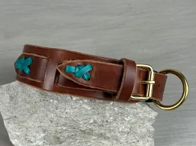 Leather Dog Collar with Laced Stitching