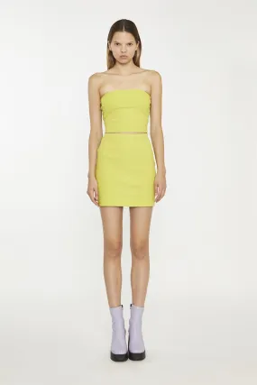 Lime Rib Ribbed Pencil Mini-Skirt