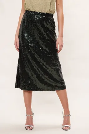 Louche Saro Sequin Midi Skirt  - Green