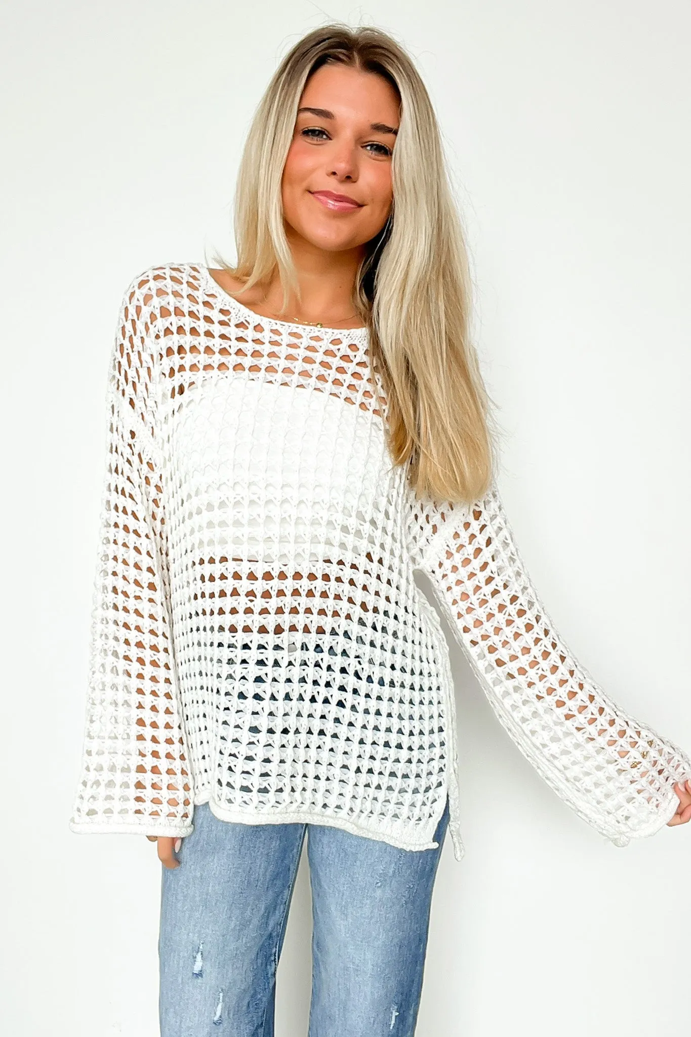 Lovely Crush Crochet Open Knit Pullover - FINAL SALE