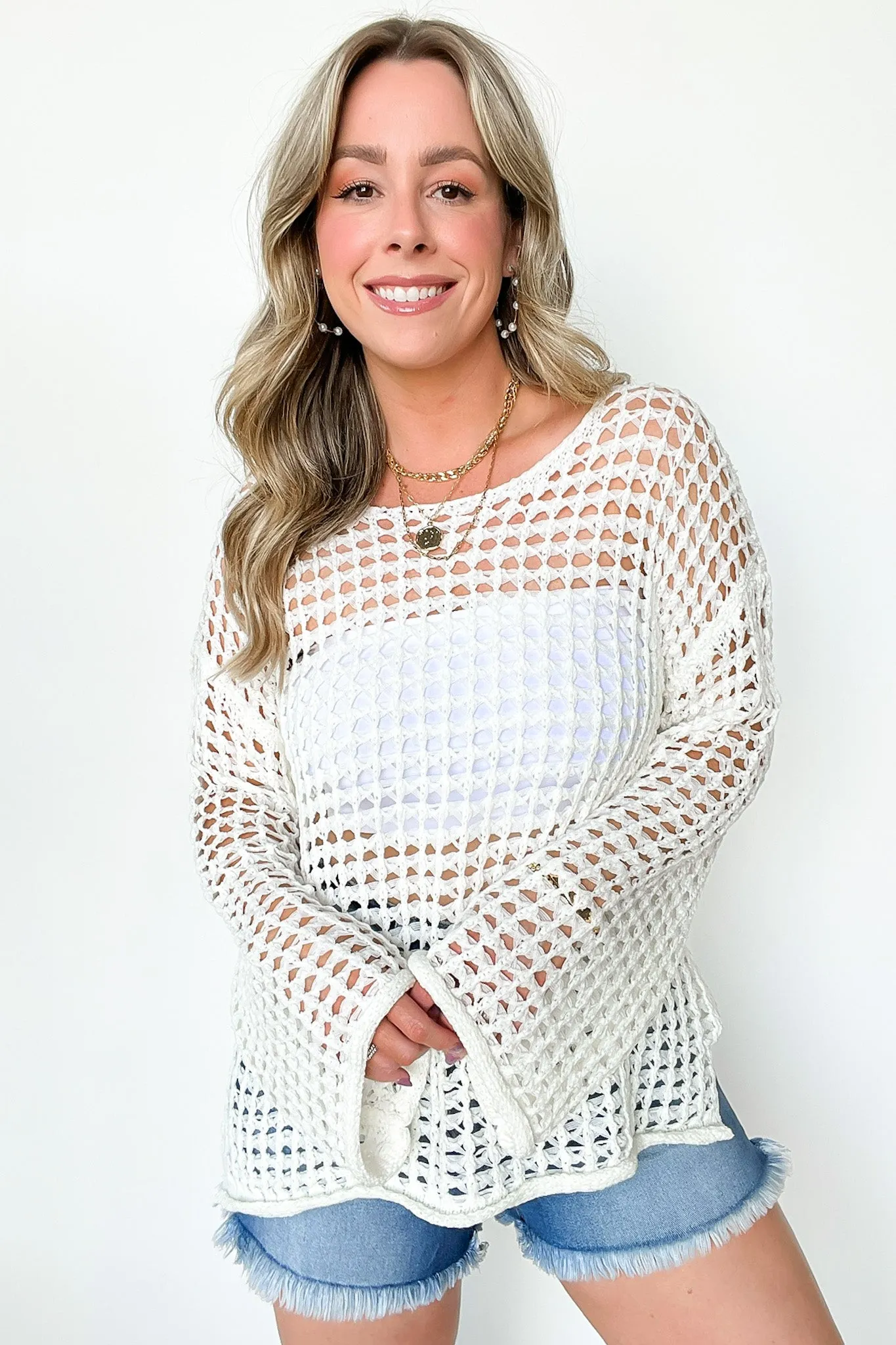 Lovely Crush Crochet Open Knit Pullover - FINAL SALE