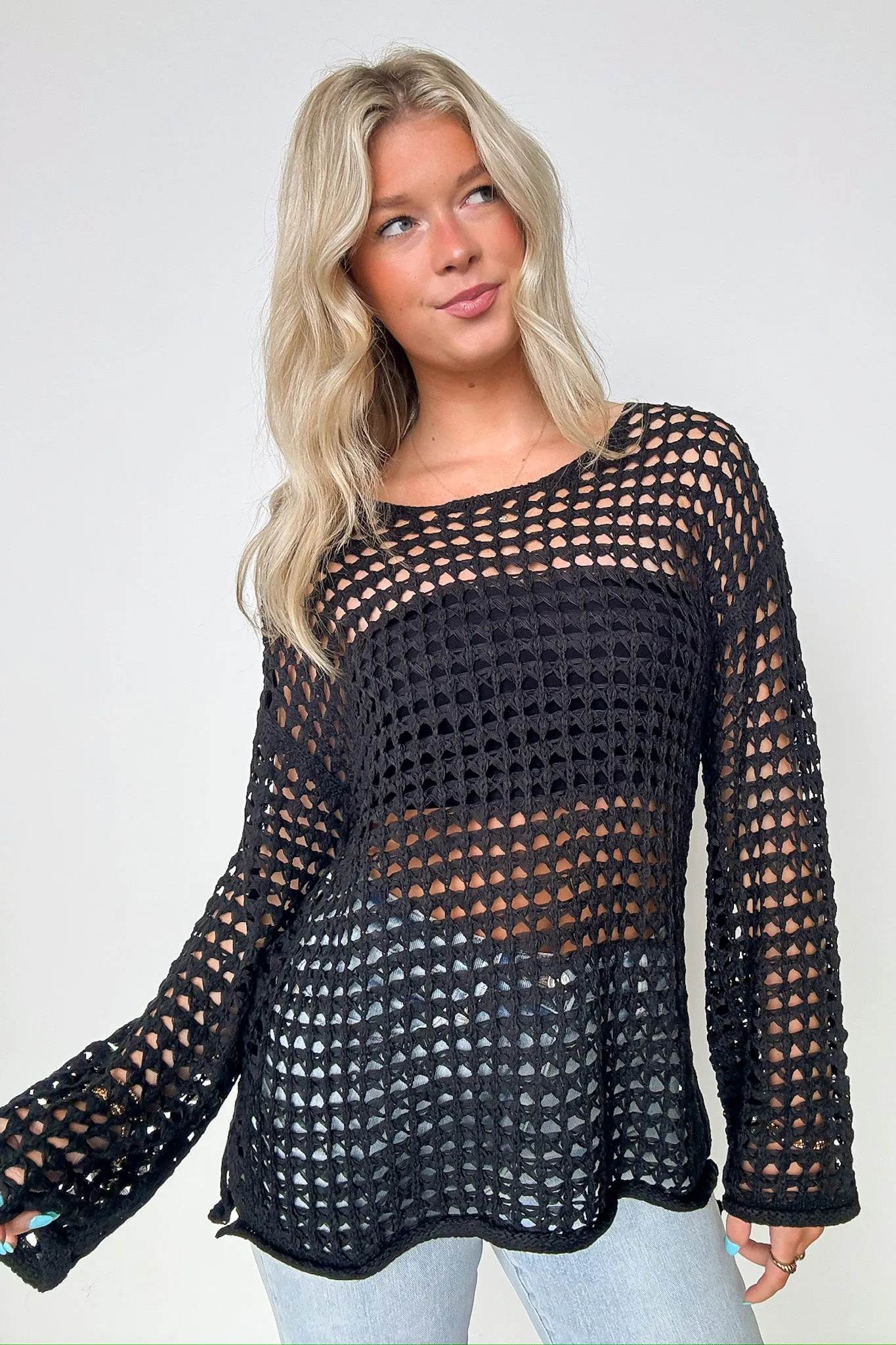 Lovely Crush Crochet Open Knit Pullover - FINAL SALE