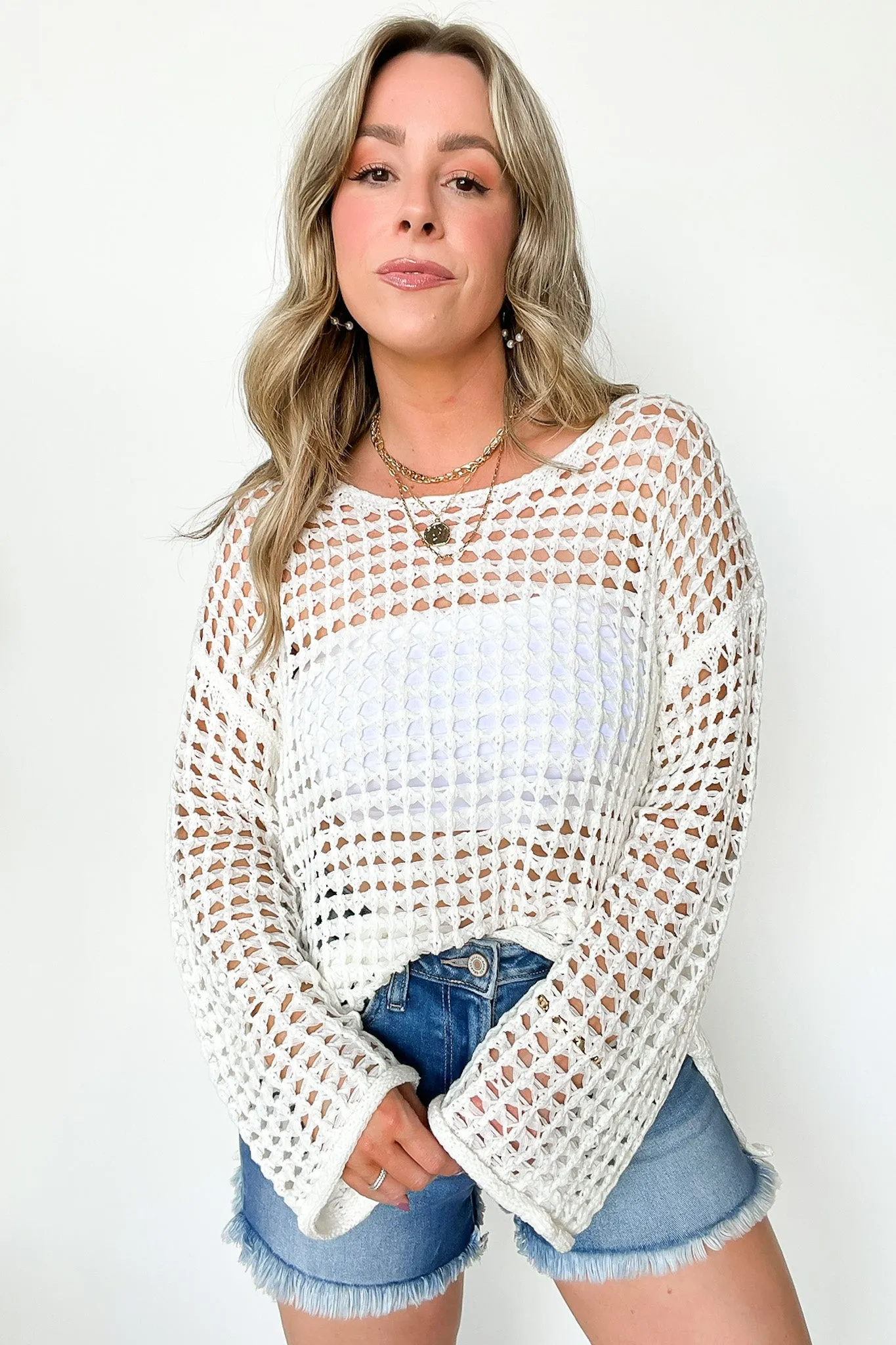 Lovely Crush Crochet Open Knit Pullover - FINAL SALE