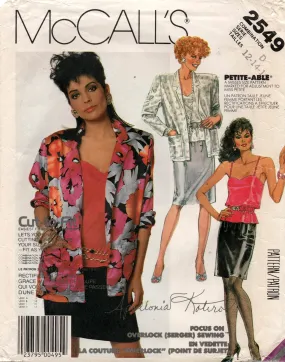 McCall's 2549 Womens Apollonia Kotero Shirt Camisole & Skirt 1980s Vintage Sewing Pattern Size 12 - 16 UNCUT Factory Folded