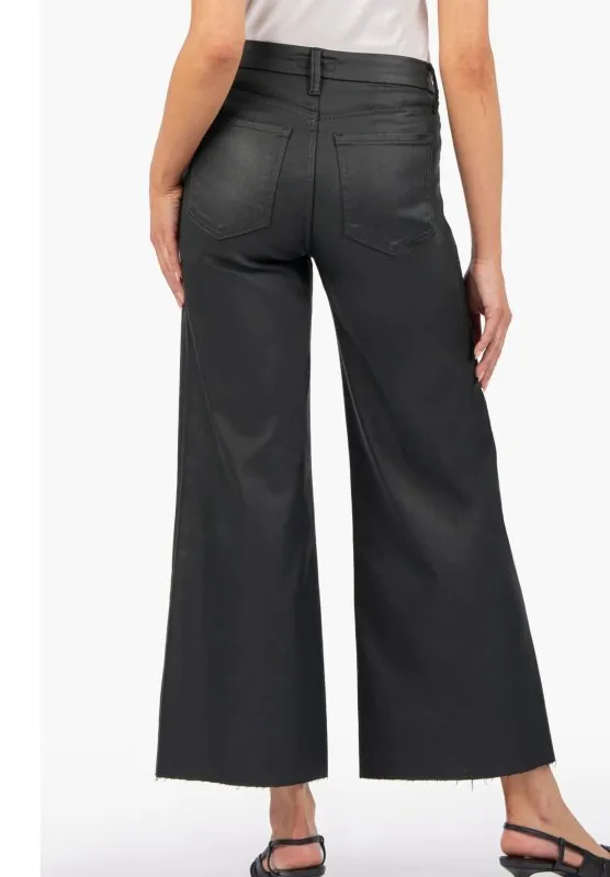 Meg Fab Ab Coated High Waist Ankle Wide Leg Jeans