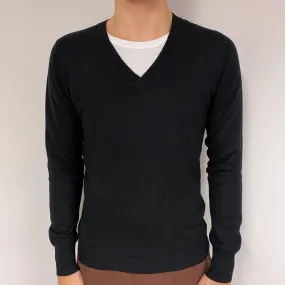 Men’s Black V Neck Jumper Medium