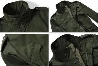 Mens Green Stand Up Collar Short Parka