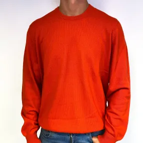Men's Scottish Vermillion Red Cashmere Crew Neck Jumper XXL