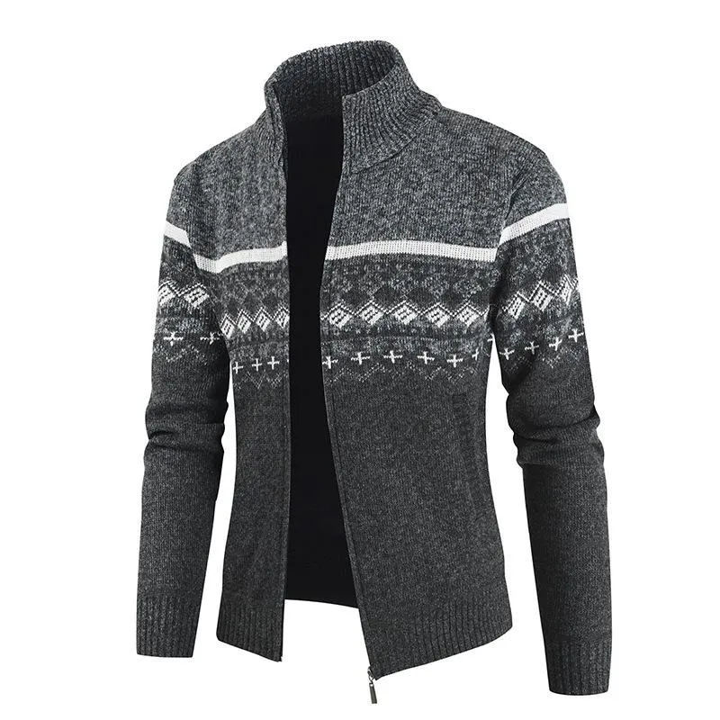 Men's Stand Collar Color Block Knitted Cardigan 20516380L