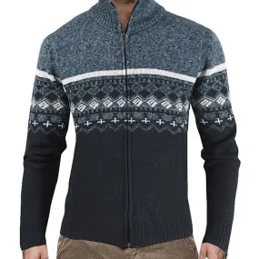 Men's Stand Collar Color Block Knitted Cardigan 20516380L