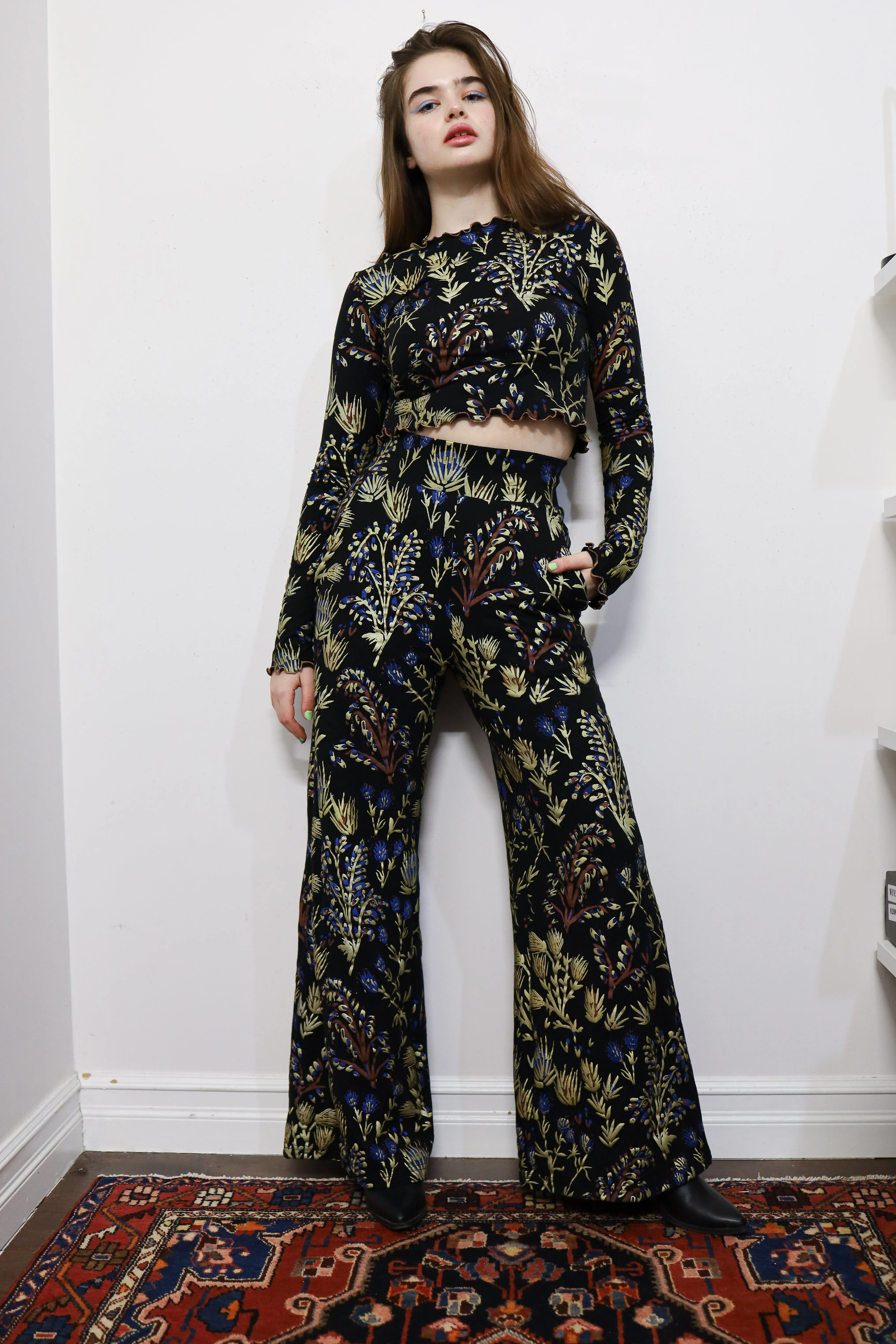 Midnight Thistle High Waisted Wide Leg Pants