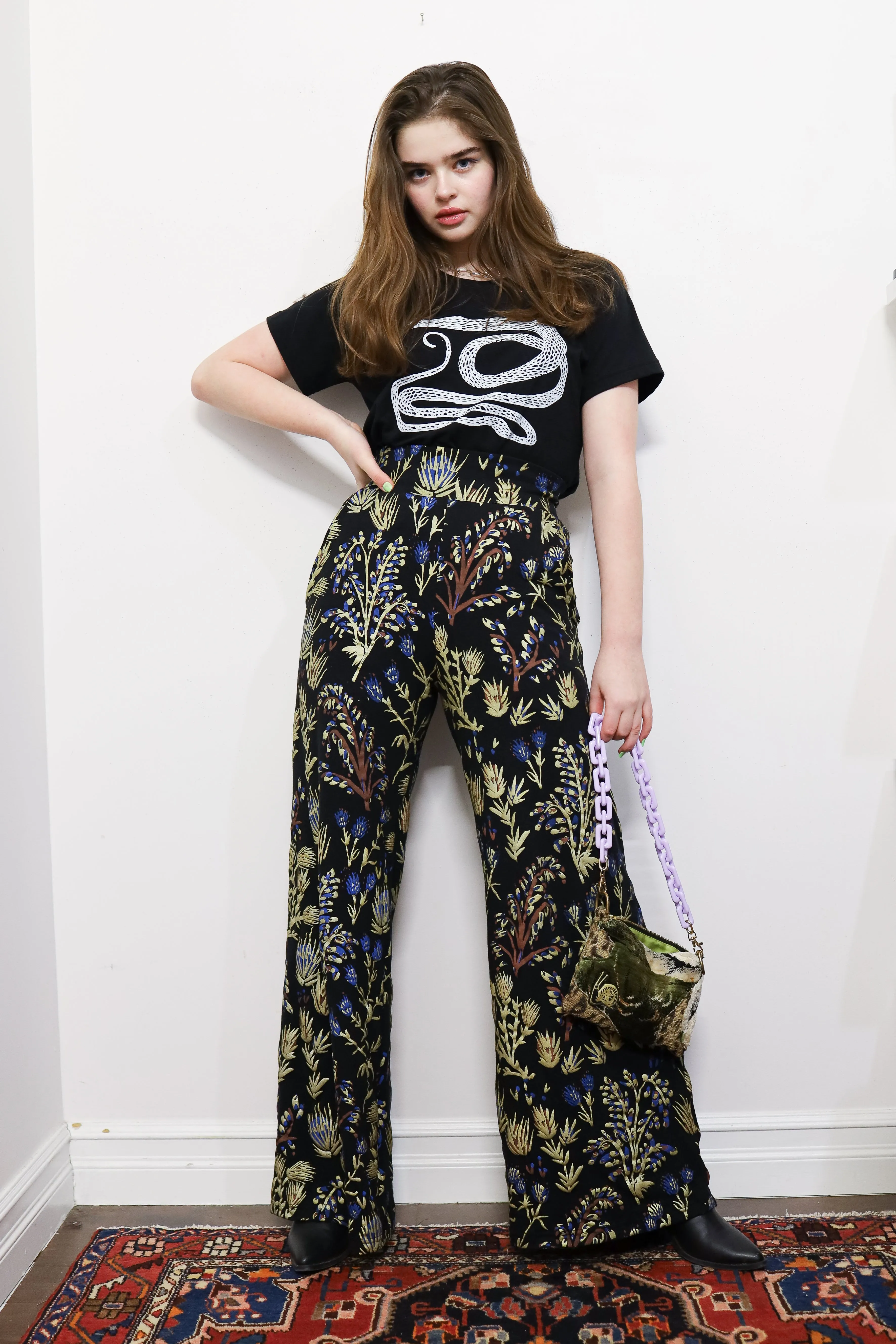 Midnight Thistle High Waisted Wide Leg Pants