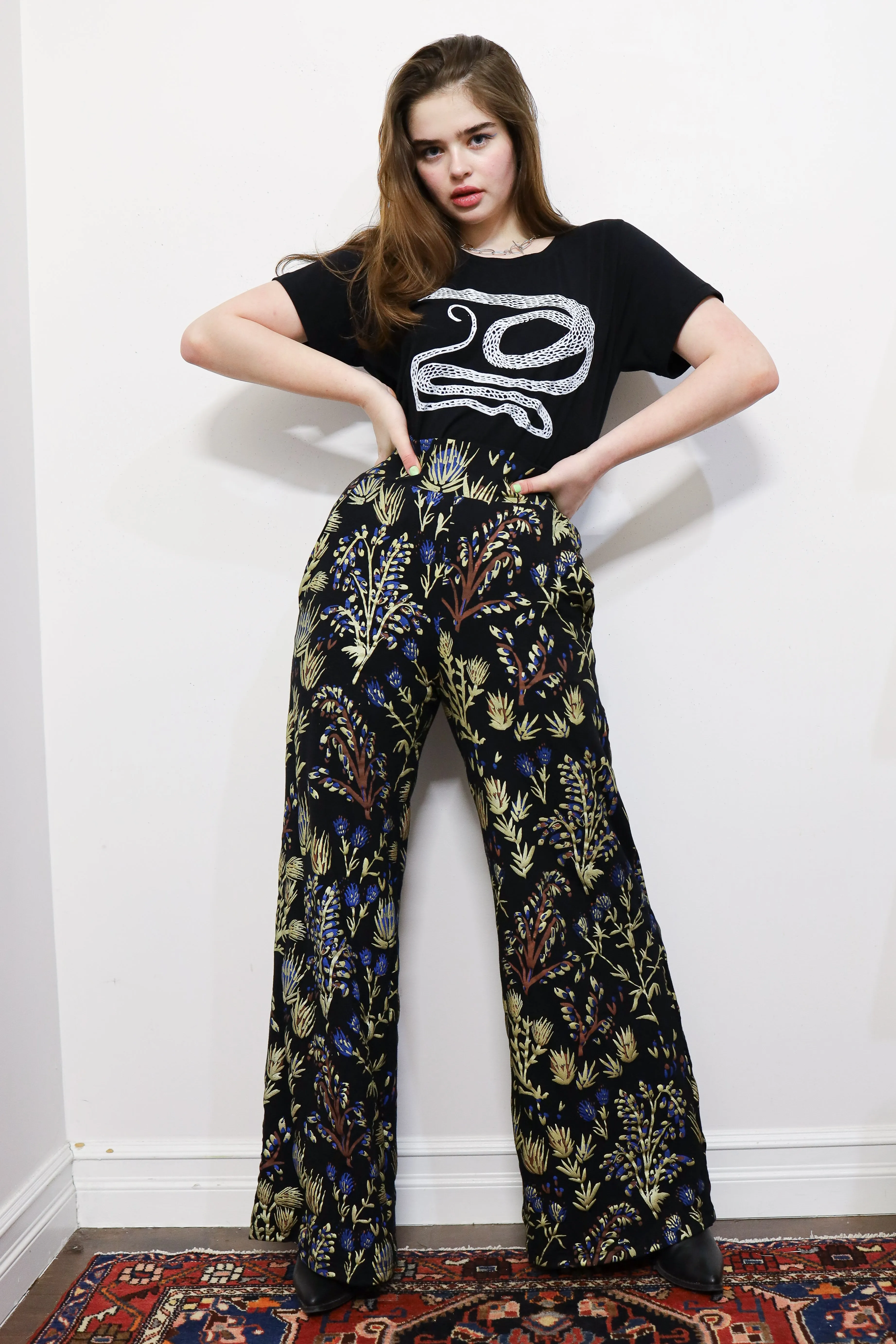 Midnight Thistle High Waisted Wide Leg Pants