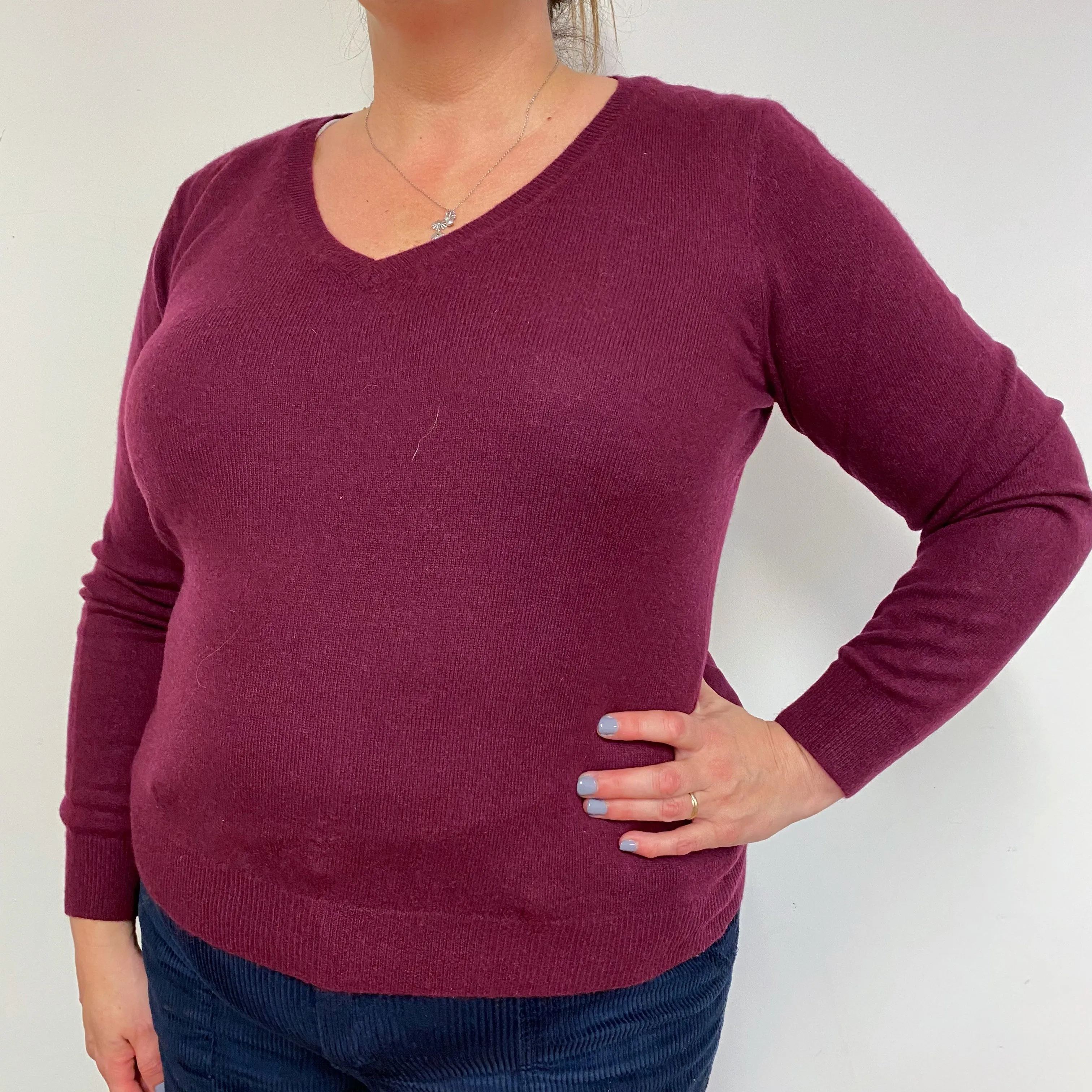 Mulberry Purple V Neck Jumper Extra Large