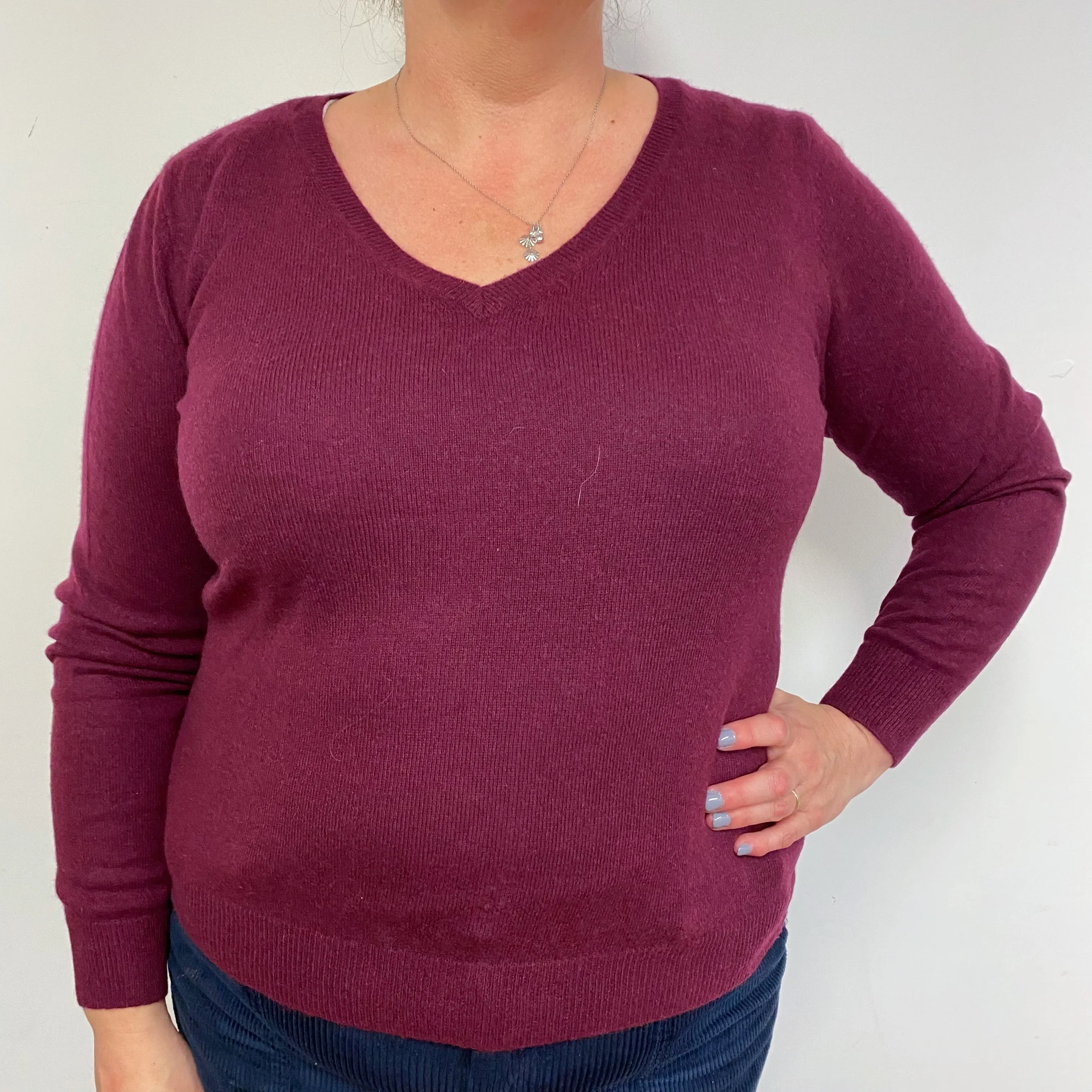 Mulberry Purple V Neck Jumper Extra Large