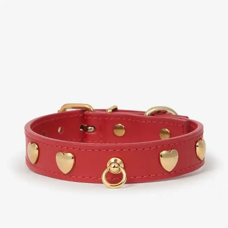 Nara Heart Studded Dog Collar