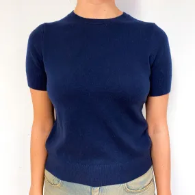 Navy Blue Cashmere Short Sleeve Jumper Small