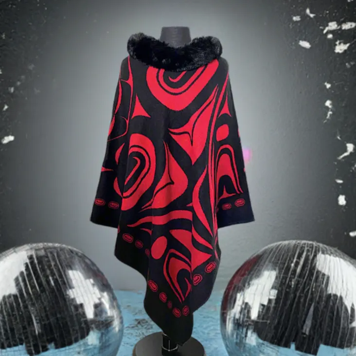 NEW Faux Fur Collar Cape - Raven