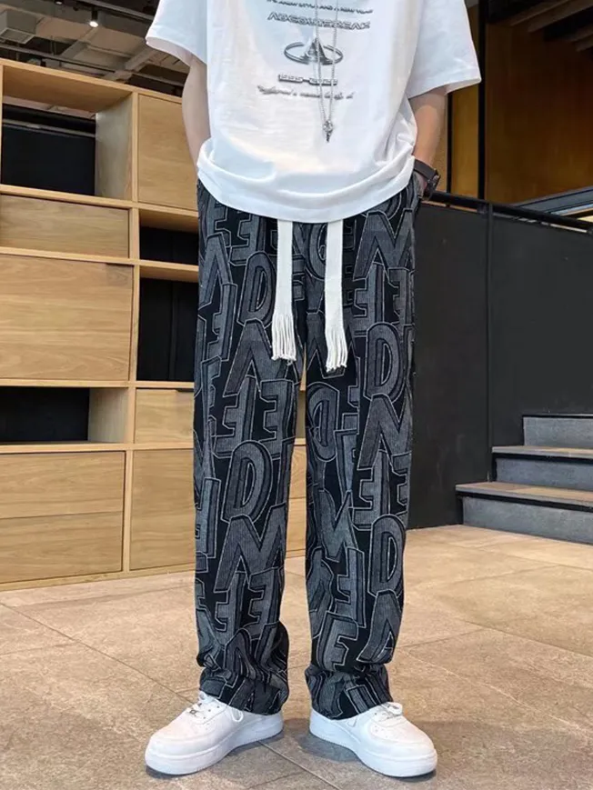 Niceprimes Urban Letter Embroidery Sweatpants