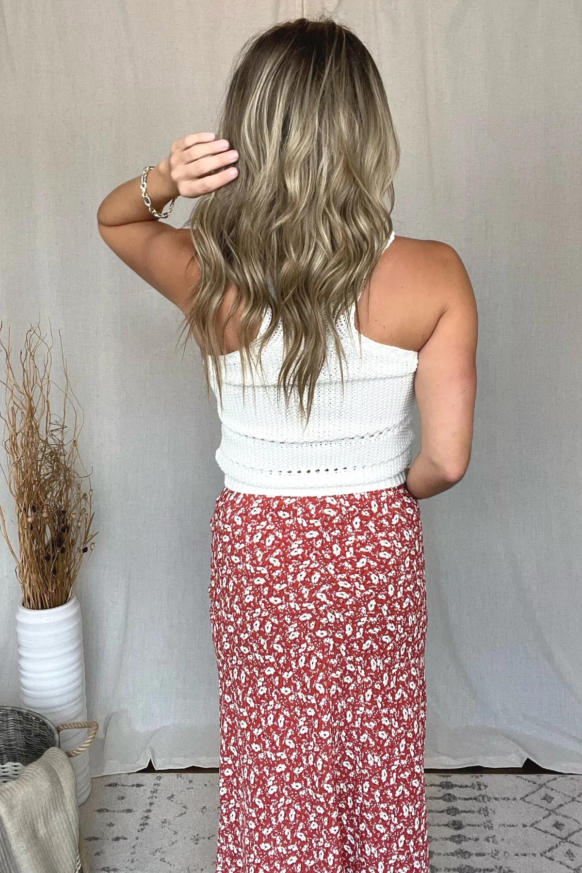 OFF WHITE CROCHET HALTER TANK