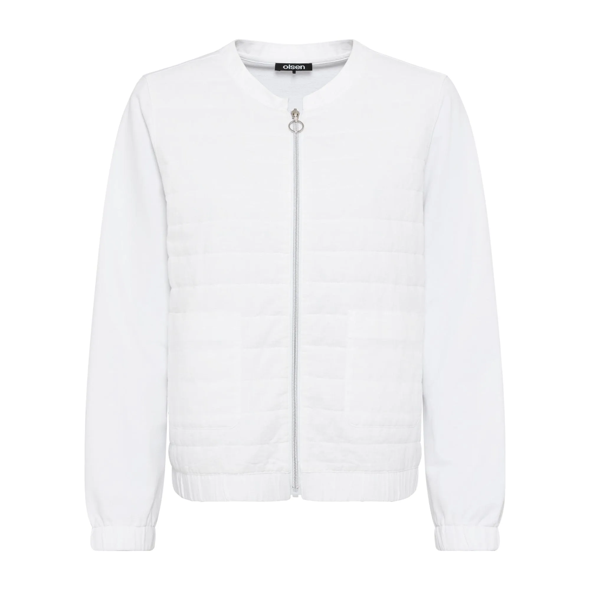 Olsen Jersey Style Jacket With Long Sleeves in Henny fit in White