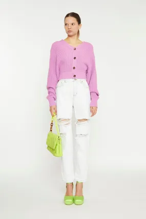 Orchid Pink Button Front Cropped Cardigan
