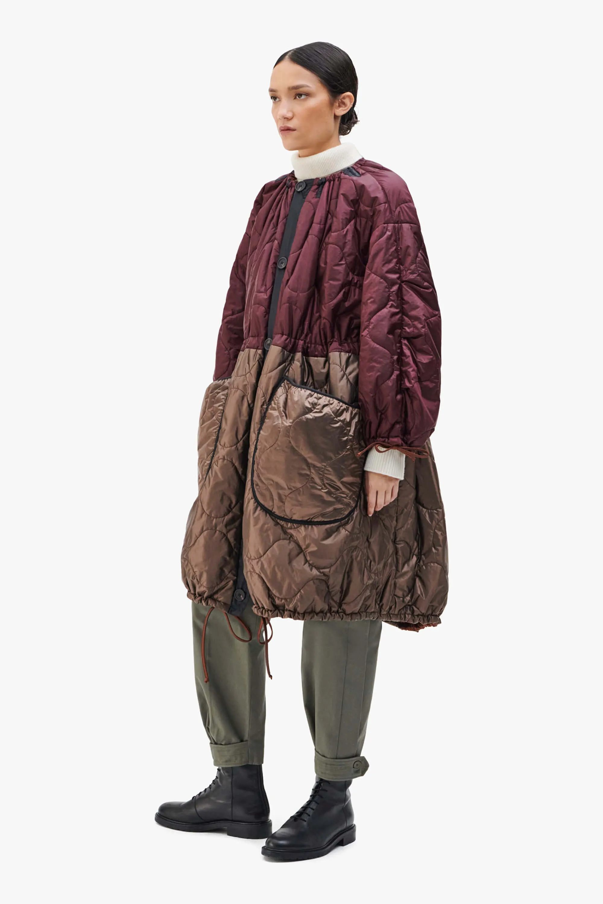 Parachute Quilt Parka - Wine / Amber