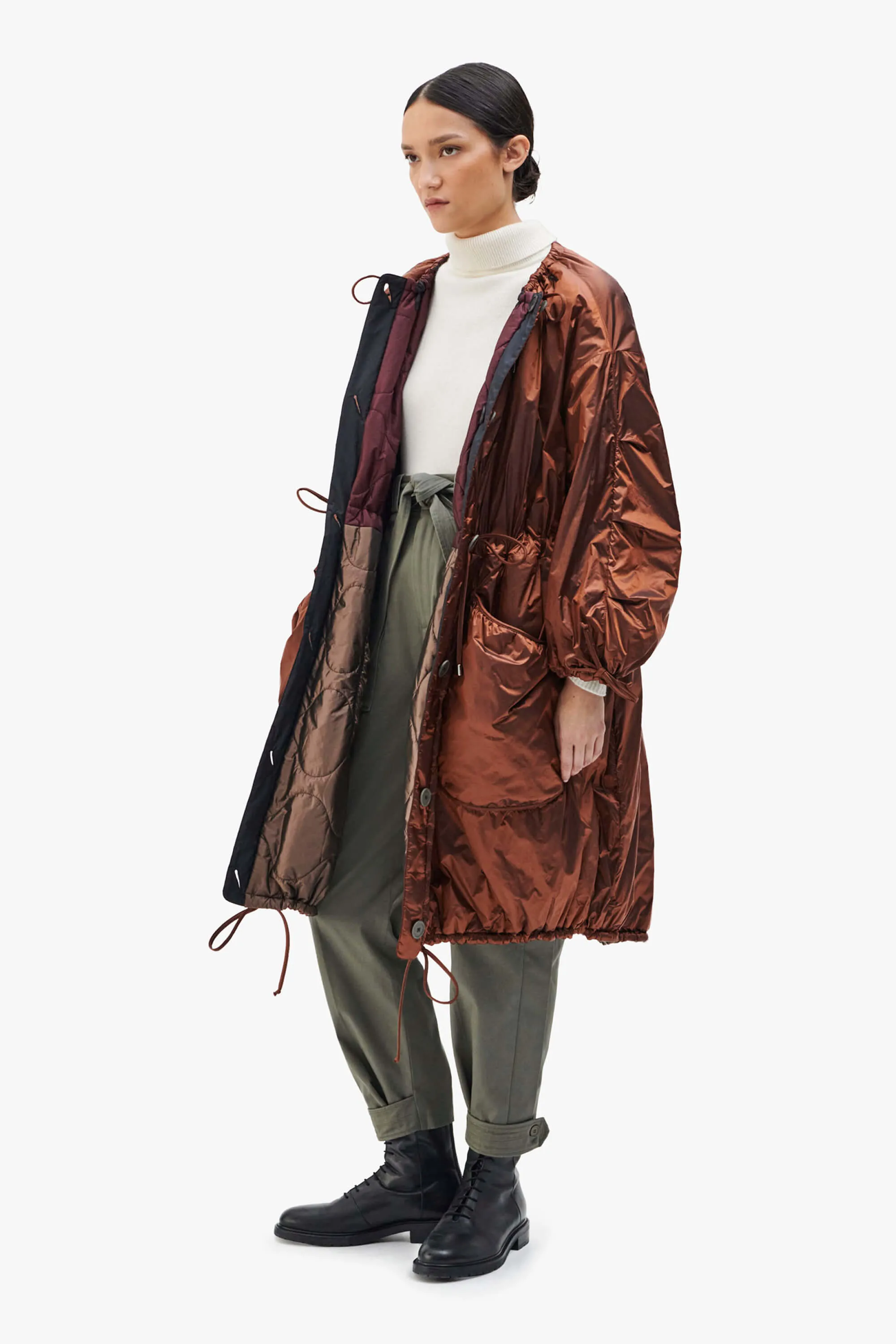 Parachute Quilt Parka - Wine / Amber