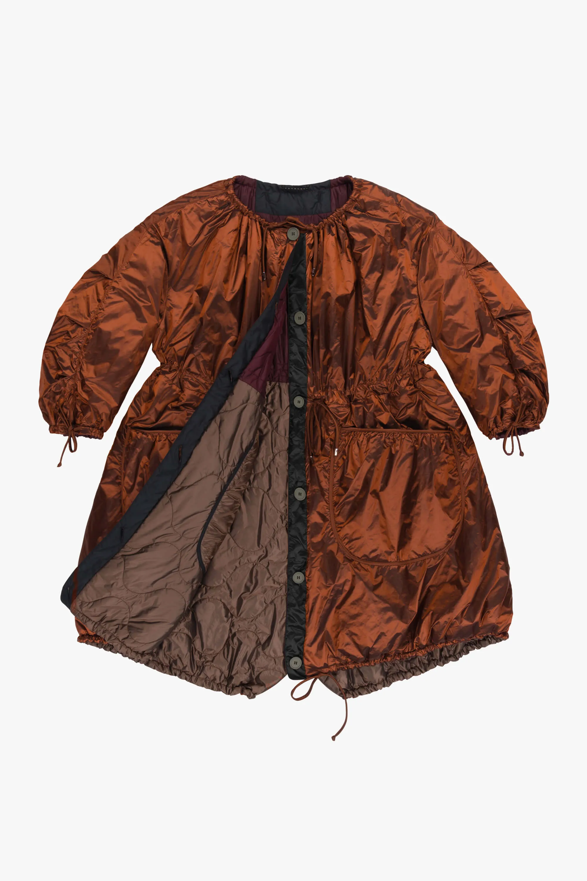 Parachute Quilt Parka - Wine / Amber