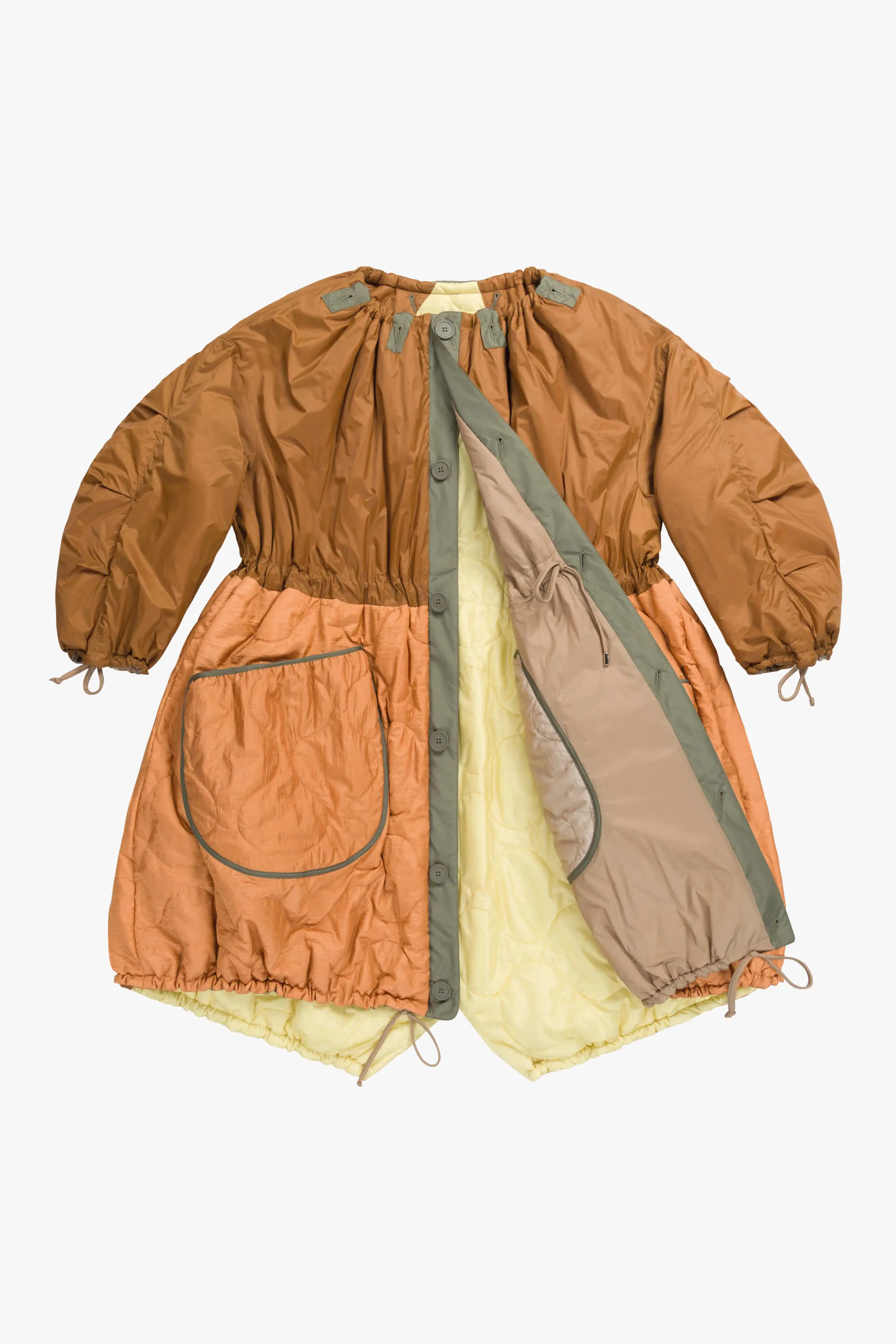 Patchwork Parachute Parka - Oak / Caramel