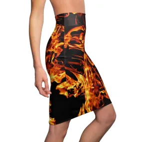 Pencil Skirt Fire Flames All Occasion,Gift for HER/Mom/Aunt/Girlfriend/Christmas/Birthday/Halloween/Thanksgiving/NewYear/Graduation/Office